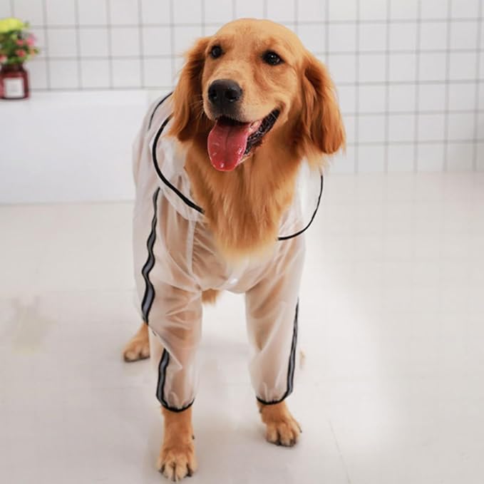VILLCASE Dog Raincoat Waterproof Hooded Poncho with Full Body Coverage for Medium Large Dogs 2XL Outdoor Rain Jacket Pet Supplies