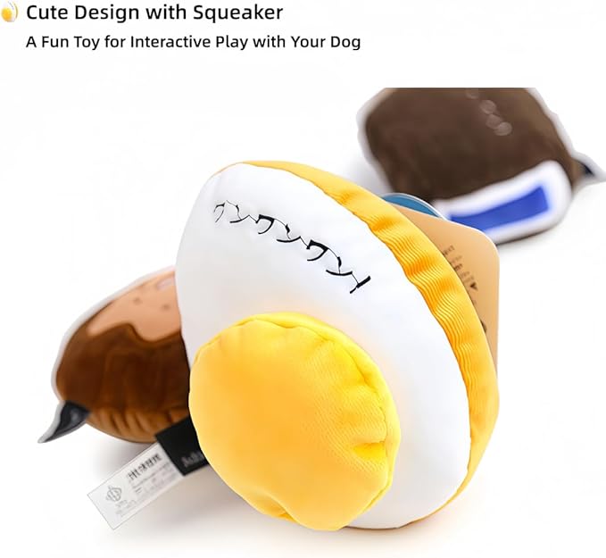 Dog Plush Squeaky Toy – 2 Packs Durable Interactive Chew Toy for Small, Medium & Large Dogs, Teeth Cleaning & Boredom Relief (Medium, Super Jumbo Egg Chocolate Biscuit Cookie)