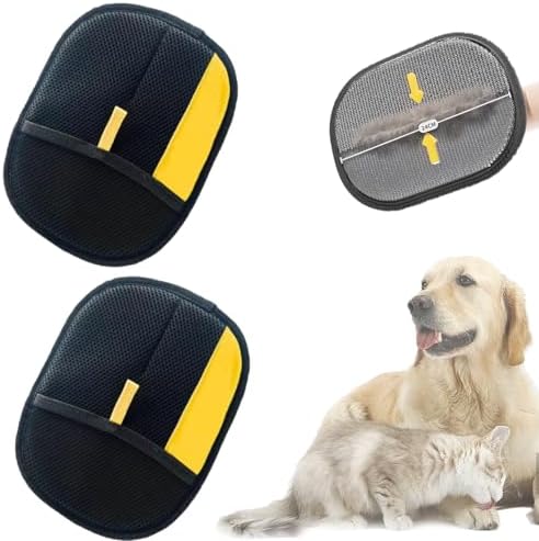 Pet Hair Remover Electrostatic Gloves, Pet Hair Removal Gloves for Cats & Dogs, Double-Sided Reusable Electrostatic Glove for Couch, Clothing, Carpet (2PCS)