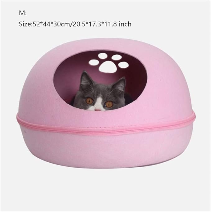 Ultra Soft Material Dog Cat Bed Cave Sleeping Bag Zipper Egg Shape Pet Felt Cloth House Nest Basket for Cats Animals Supplies Washable Pet Bed(Blue,52 * 44 * 30cm)