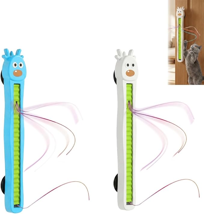Auto Motion Flying Rope Cat Toy from Lazy to Crazy, 2026 New Electric Wall-Mounted Flying Rope Toy, Automatic Interactive Cats Toy for Indoor Cats, Bored Kittens and Adult Cats (Blue+White)