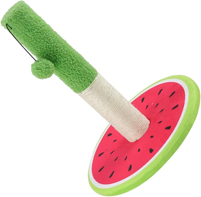 Yardwe Sisal Cat Scratching Post Watermelon Design Cartoon Scratcher Standing Pillar for Indoor Cats and Kittens Interactive Climbing