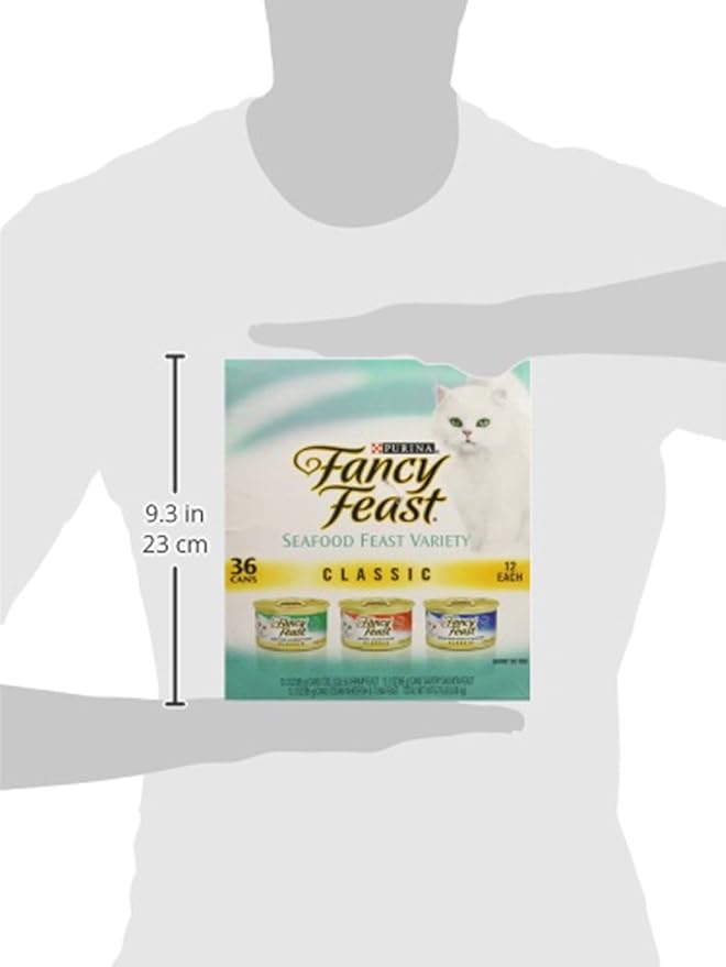 Purina Fancy Feast Seafood Classic Pate Collection Grain Free Wet Cat Food Variety Pack - (Pack of 36) 3 oz. Cans