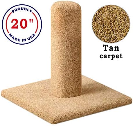 CozyCatFurniture 20, 25 & 30 inches Solid Wood Cat Scratching Posts, Tan Carpet, USA Made (20")