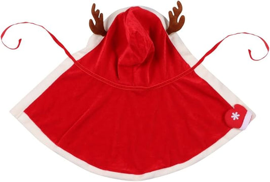 Happyyami Christmas Pet Cloak with Hooded Fleece Lining XL Dog Costume Warm Holiday Dog Clothes for Cold Weather Pet Supplies