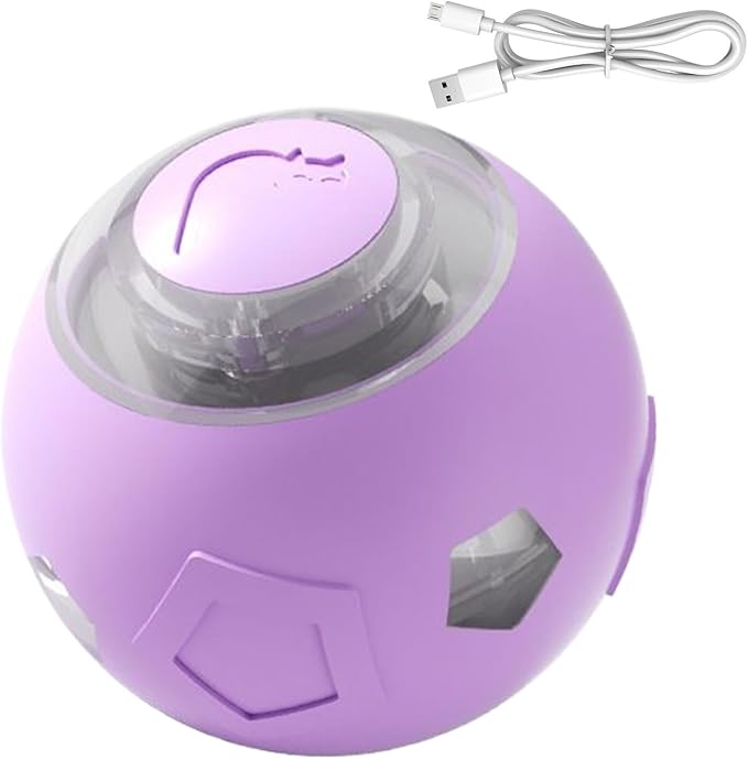 Genérico Moving Dog Ball - Electric Pet Toy | Rechargeable Quiet Dog and Cat Ball with LED Lights For Puppies Cats Aggressive Chewers Indoor Games Interactive Pet Supplies
