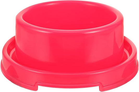 Toyvian Dog Food Holder and Water Bowl, Red Pp Plastic Pet Bowl with Design, Sturdy Single Round Feeding Dish for Puppies and Dogs, Practical Pet Supply for Home Use