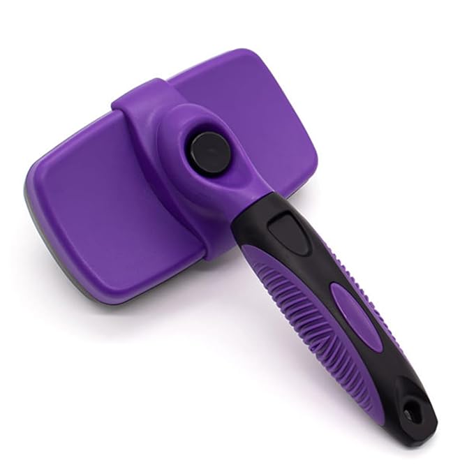 Self Cleaning Shedding Cat Brush - Skin Friendly Hair Removal And Grooming Tool Suitable For Cats And Dogs, Pet Hair Removal Tool Suitable For Shedding & Haired Pets(Purple,Large)
