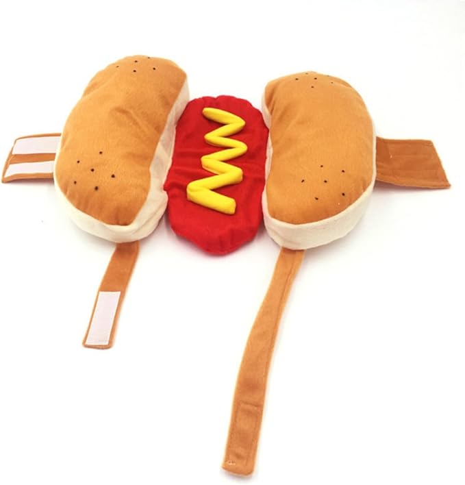 Hot Dog Pet Costume Burger Design Cartoon Dog Cat Clothes M Size Decorative Festival Outfit for Photography and Party Supplies