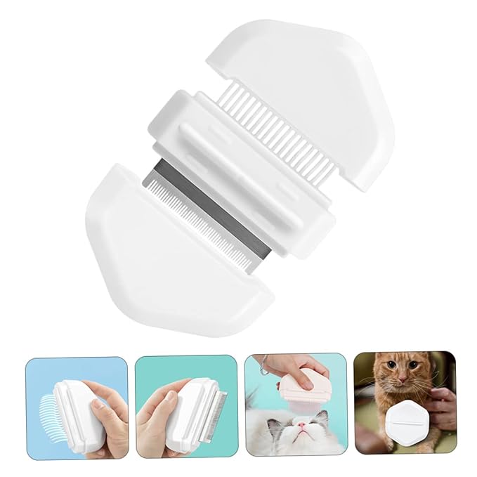 Mikikit Cat Grooming Brush Pet Comb for Shedding Massage Stainless Steel Bristles Easy One-button Operation
