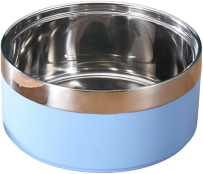 1PCS Stainless Steel Pet Bowl Round Thickened Cat and Dog Food Bowl Multi-Specification Anti-Fall Food Bowl Feeding Pet Supplies(Light Blue,S-14CM)