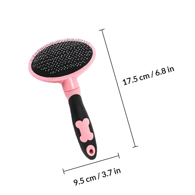 Pet Grooming Brush and Cleaning Comb for Cats and Dogs, Pink with Dotted Design, Soft Massage Tool for Shedding and Loose Fur Removal, Suitable for Indoor and Outdoor Use