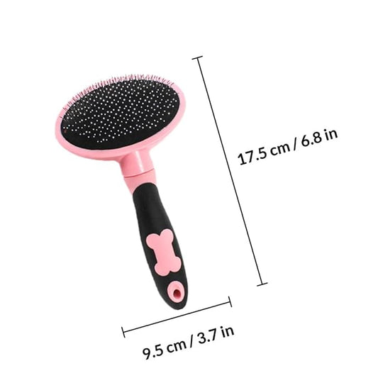 Pet Grooming Brush and Cleaning Comb for Cats and Dogs, Pink with Dotted Design, Soft Massage Tool for Shedding and Loose Fur Removal, Suitable for Indoor and Outdoor Use