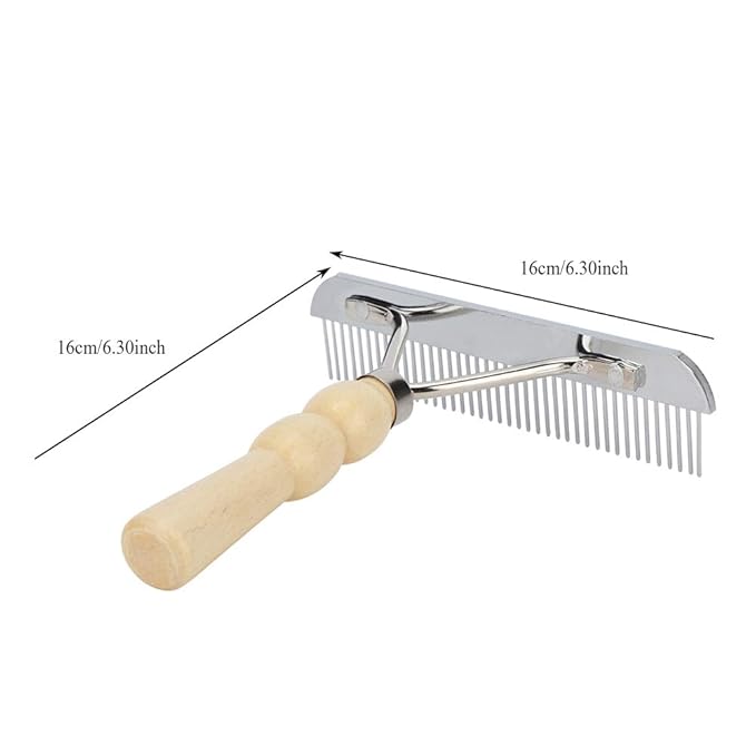 Rengue Dog Rake, Combs Pet Hair Comb for Effective Grooming and Cleaning for Dogs and Cats 6.30x6.30x1.57inch Dog Rake, Wooden Handle Dematting Tool, Nan Supplies