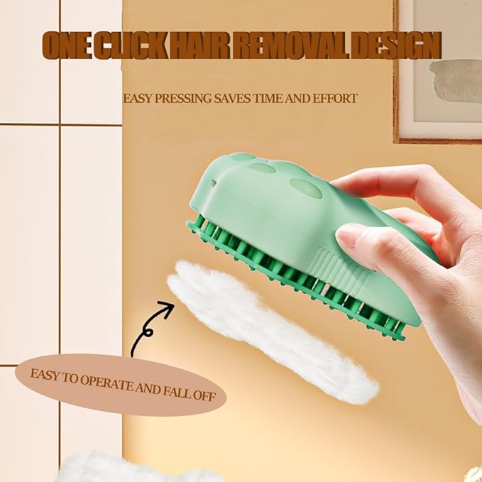 Steamy Cat Brush,Self Cleaning Steam Cat Brush,Electric Cat Steamer Brush for Massage Shedding Grooming Bath,Pet Hair Removal Comb,Wet Cat Brush with Water (Green)