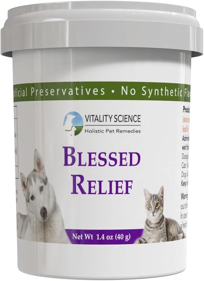 Vitality Science Blessed Relief for Cats | Seasonal Allergy Support | Improves Respiratory Function and Breathing | Heals Skin Helps Irritation