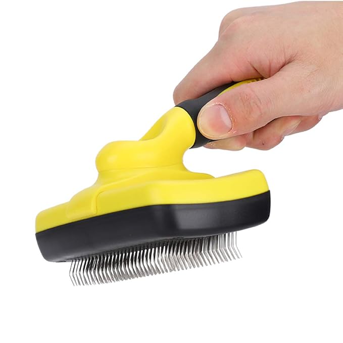 Pet Open Knot Comb for Cats Dogs, Dense Steel Needle Grooming Tool, Scalable Automatic Hair Removing Brush with Ergonomic Handle, Professional Pet Grooming Supplies for Long Haired