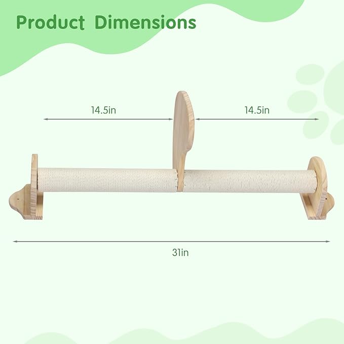 Dorakitten Cat Scratching Posts, 2 PCS, Sisal Hemp, Wall Mounted, Modern Style, Large Breed Friendly