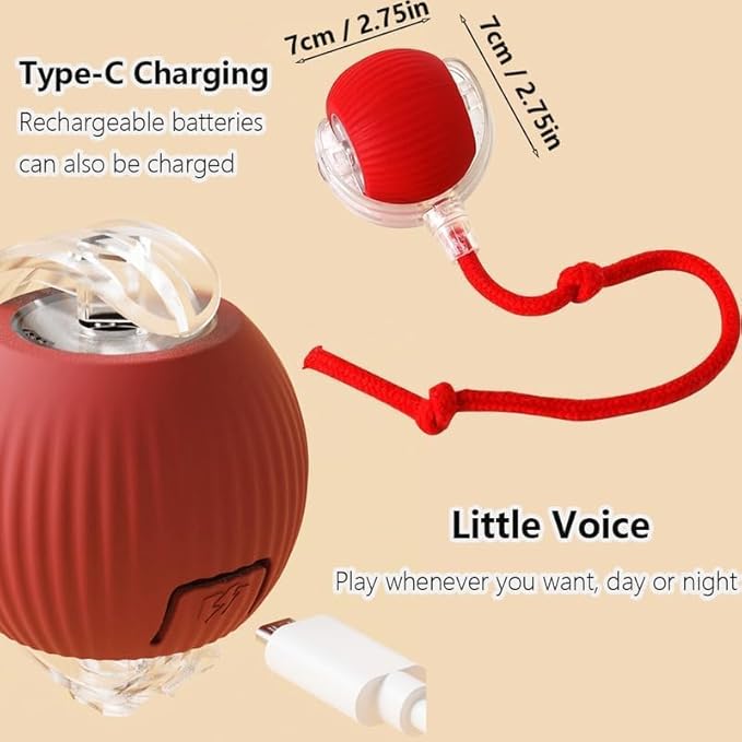 360°Interactive Rolling Cat Ball - Automatic Chew Toy for Active Cats & Small Dogs, Smart Fast Rolling Pet Toy (Green)
