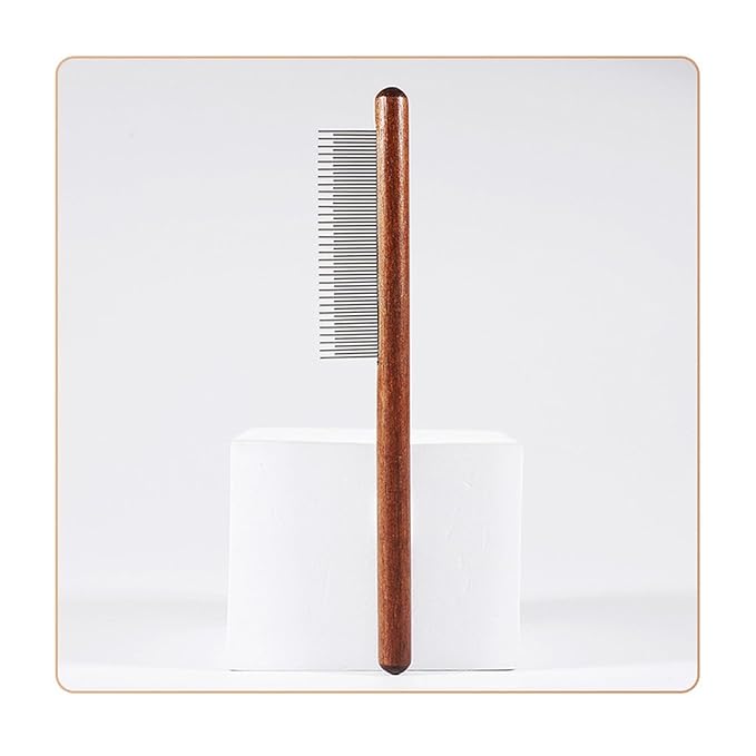 Cat Comb Stainless Steel Pet Hair Remover Wooden Handle Cat Hair Comb Pet Grooming Massage Dog Brush Pets Supplies(Long Short comb)