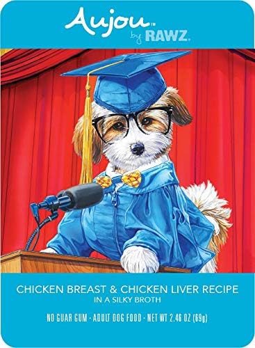 Rawz Aujou Chicken Breast & Chicken Liver Dog Food 8/2.46 oz Pouches