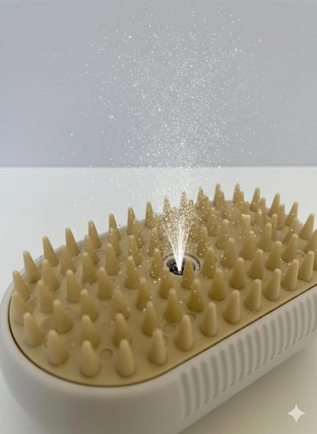 Electric Cat Massage Comb with Spray Function – Rechargeable Cat Grooming Brush for Shedding Control