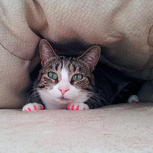 6 Month Supply Soft Nail Caps for Cats RED Large - Extra Adhesives