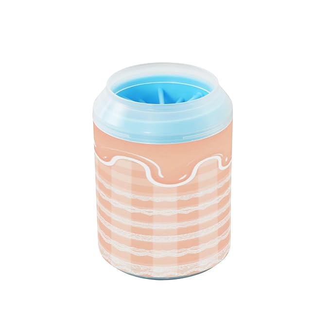 Orange Lolita Lace Plaid Portable Paw Cleaner Cup Silicone Brush Soft Pets Grooming Supplies for Cats Dogs