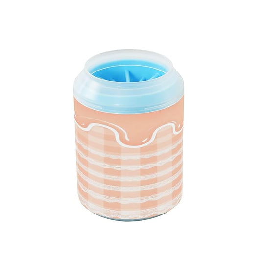 Orange Lolita Lace Plaid Portable Paw Cleaner Cup Silicone Brush Soft Pets Grooming Supplies for Cats Dogs