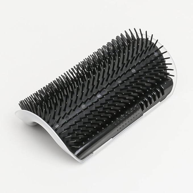 Cat Self Groomer Wall Corner Massage Comb Grooming Brush Soft Rubber Bristles Kitten Massager Tool Fit for Flat Wall Corner Cage and Hand Hold (Black)