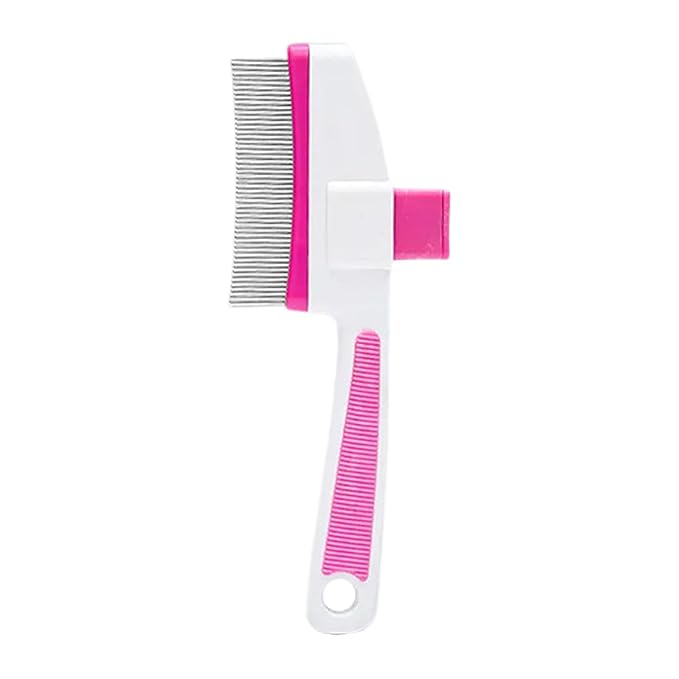Cat Hair Brush for Dogs and Cats, Dog Grooming Supplies with Easy Release Button, Puppy Flea Cleaning Comb for Bathing Long and Short Hair Pets, Indoor Outdoor Removal, Soft Gentle Grooming Tool
