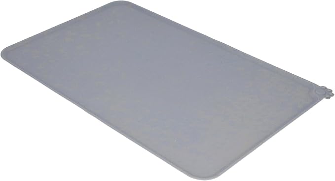 Silicone Non Slip Pet Feeding Bowl Mat for Dogs, Leakproof Dog Placemat for Food and Water, 11.8x18.9in Pet Supplies (Grey)