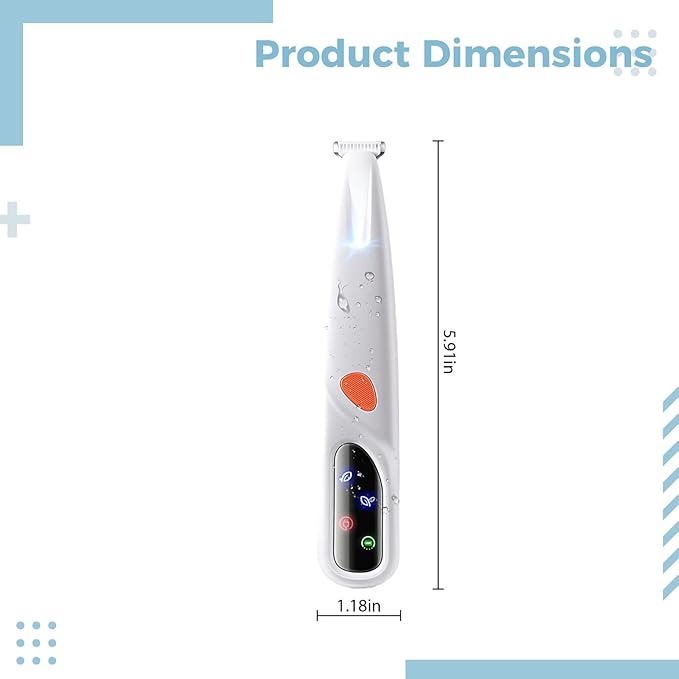 Quiet Waterproof Pet Paw Trimmer, Rechargeable Dog Cat Paw Hair Trimmer with Led Light, 2-Speed Electric Clipper, Includes Spare Blades, Grooming Supplies