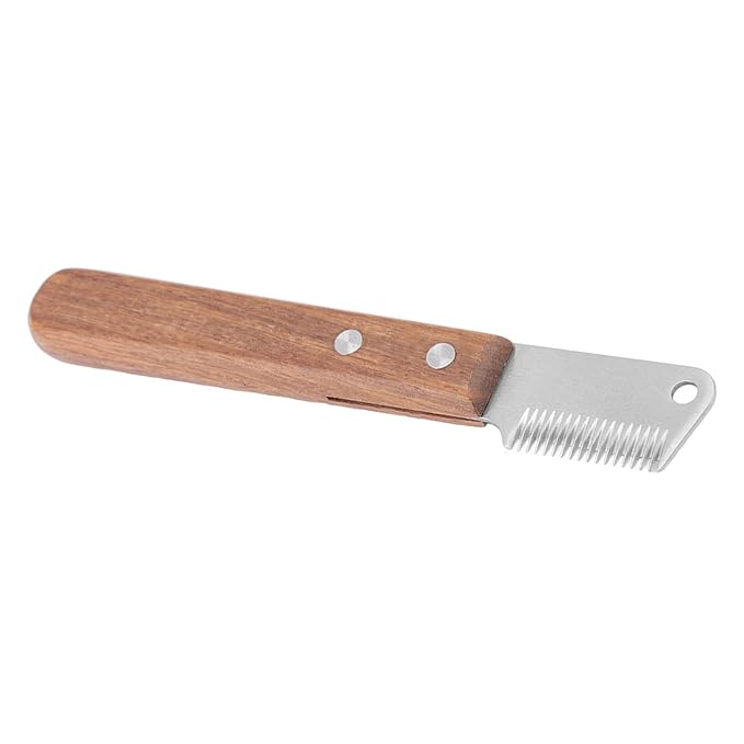 GLOGLOW Nan Dog Hairball Remover, Wooden Stainless Steel Stripping Knife, Professional Pet Grooming Tool for Dogs and Cats, Ideal for Grooming Border Terriers Dog Supplies