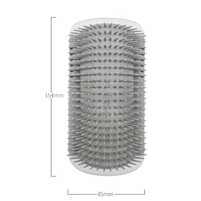 Cat Self Groomer Wall Corner Massage Comb Grooming Brush Soft Rubber Bristles Kitten Massager Tool Fit for Flat Wall Corner Cage and Hand Hold (Gray)