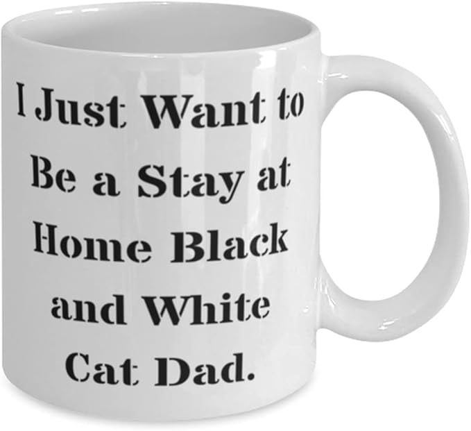 Black and White Cat Gifts For Cat Dad, I Just Want to Be a Stay, Brilliant Black and White Cat 11oz 15oz Mug, Cup From Friends, Cat toys, Catnip, Scratching post, Litter box, Food bowl, Pet carrier