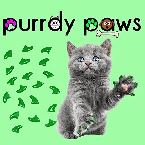 6 Month Supply Soft Nail Caps for Cats Green Medium - Extra Adhesives