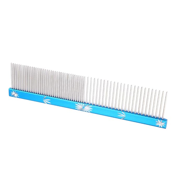 ZJchao Anti-Static Pet Hair Trimmer Comb for Dogs & Cats Straight Row Design for Precise Grooming of Eyes Ears Legs (Blue)