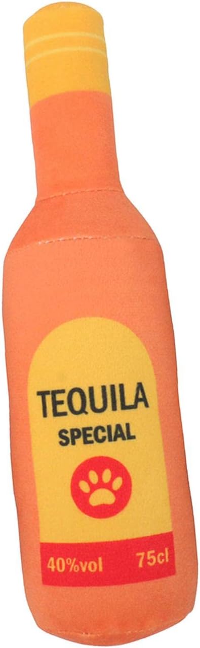 Dog Squeaky Toy Novelty Bottle Shaped Soft Dog Toys Squeaker Sound Pet ing Toys for Aggressive ers Pets Supplies, Orange
