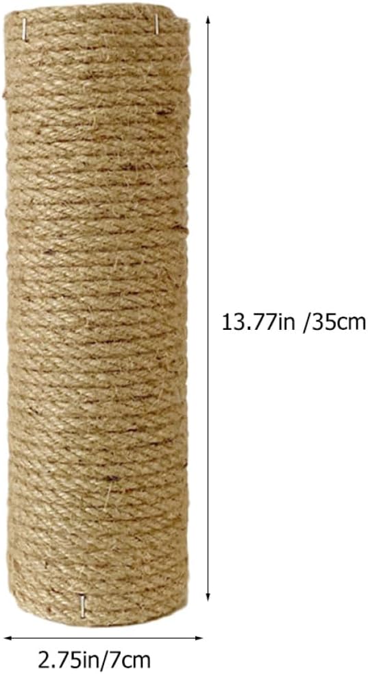 Veemoon Cat Scratching Post Replacement 7cm Diameter 35cm Solid Wood Rope Scratcher Pole Wear-Resistant Jute for Indoor Cats