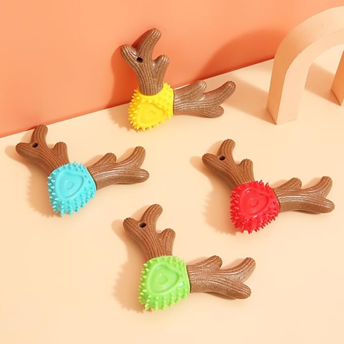 Puppy Chewing Toy for Small Medium Dog Training Aggressive Chewers Bite Toy Antlers Shape Pet Toothbrush Dog Supplies