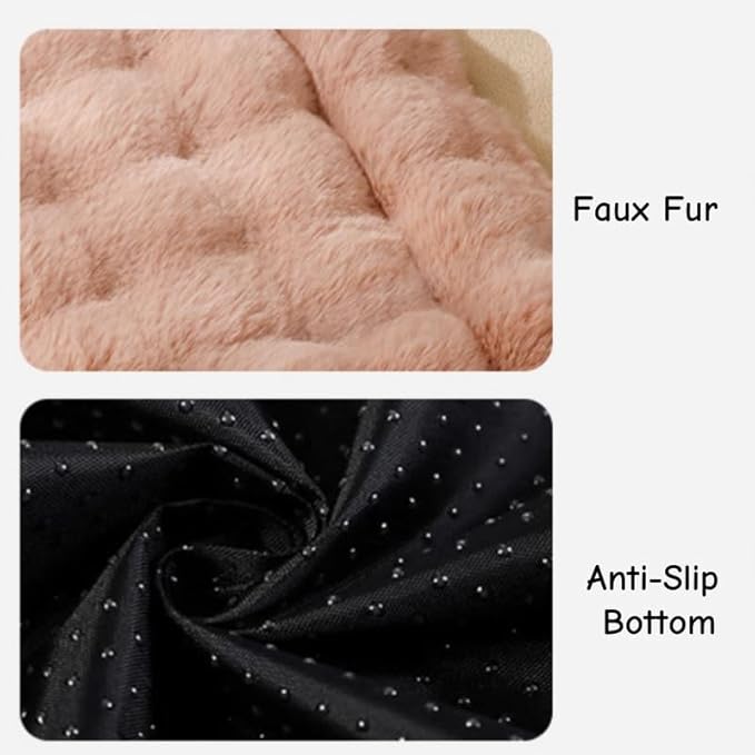 Cat Bed Mat Dog Crate Pads, Cat Beds for Indoor Cats Small Dogs, Plush Pet Bed Mats Faux Fur Dog Crate Mat with Removable Pillow for Cages/Floor/Couch (Grey-with Pillow,M-15.7 * 23.6 in)