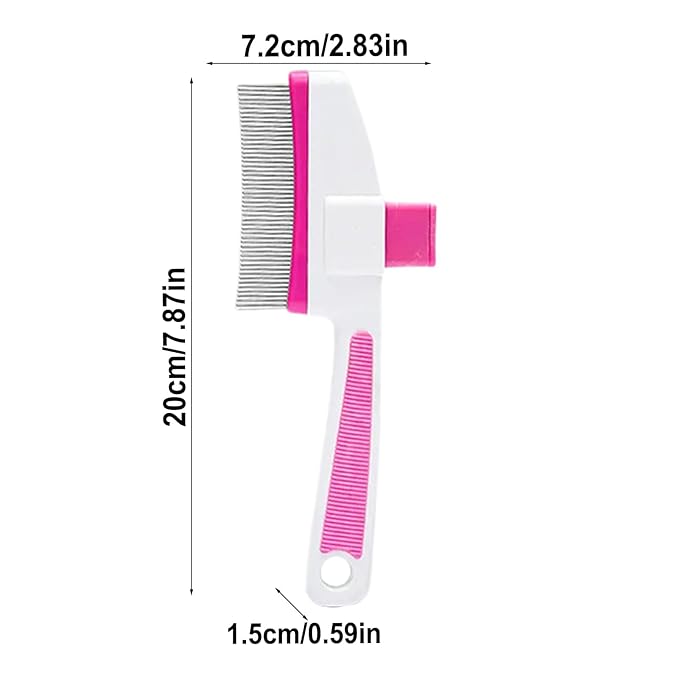 Cat Hair Brush for Dogs and Cats, Dog Grooming Supplies with Easy Release Button, Puppy Flea Cleaning Comb for Bathing Long and Short Hair Pets, Indoor Outdoor Removal, Soft Gentle Grooming Tool
