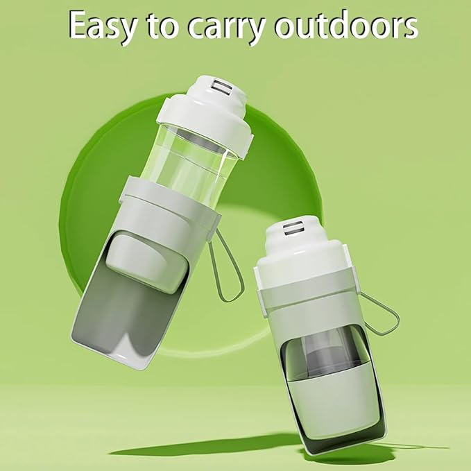 Portable Dog Cat Water Bottle with Storage Food and Water Container for Puppy Pets Dogs Feeder Bowl Outdoor Travel Pet Supplies (Grey)