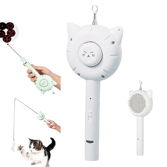 Cat Brushes For Indoor Cats 5-In-1 Function Pet Hair Cleaner Brush For Cats - Ultimate Indoor Cat Grooming Tool,Pet Brush With Release Button,Cat Brush,Cat Hair Brush With Release (white)