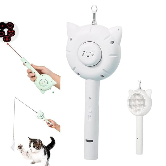 Cat Brushes For Indoor Cats 5-In-1 Function Pet Hair Cleaner Brush For Cats - Ultimate Indoor Cat Grooming Tool,Pet Brush With Release Button,Cat Brush,Cat Hair Brush With Release (white)