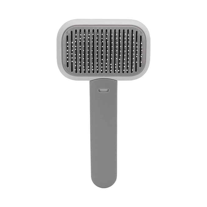 Dog Brush, Cat Brushes For Indoor Cats Dogs Grooming Brush Tool Mats Tangled Hair Slicker Massage Self Cleaning For Pets with Long or Short Hair (Grey White)