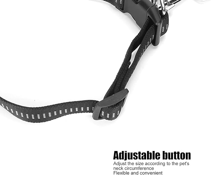Heavy Duty Dog Leash Collar Set, Adjustable Nylon Leash with Soft PP Handle, Durable Rope Leash Collar for Small Medium Large Dogs, Pet Supply with Shock - Absorbing (Black)
