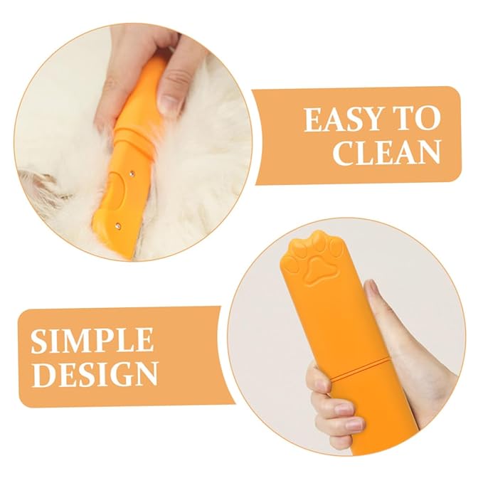 Toyvian Pet Grooming Comb for Dogs and Cats, Orange Fine-tooth Shedding Brush, Dematting Hair Removal Tool for Pet Fur Care