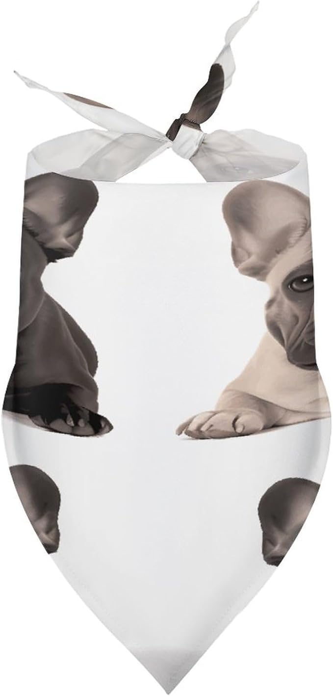 Dog Bandana Spring Pet Scarf Adjustable Triangle French Bulldog Printing Dog Bib Washable Polyester Puppy Bandana for Small Medium Large Dogs Cat Birthday Party Supplies